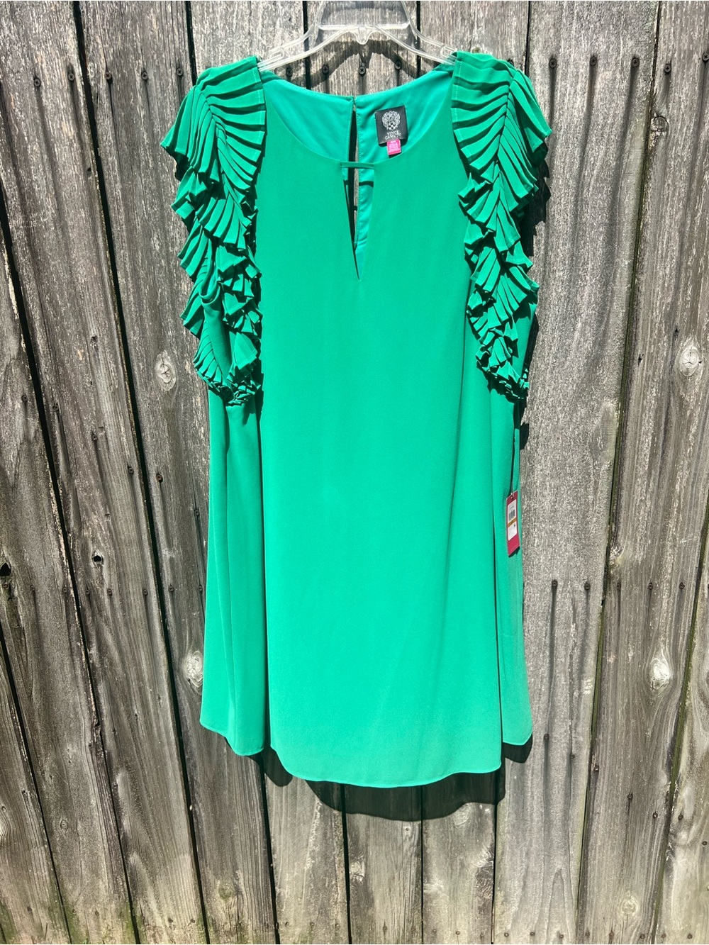 Vince Camuto Bright Green Ruffled Sleeve Tunic